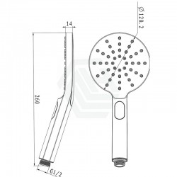 Round 3 Functions Brushed Yellow Gold Rainfall Hand Held Shower Head Only